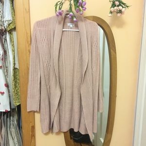 dusty pink knit open-front cardigan